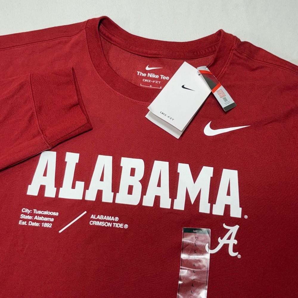 Nike Alabama Crimson Tide Long Sleeve Shirt Mens Large Red Dri-FIT NCAA Fan Gear